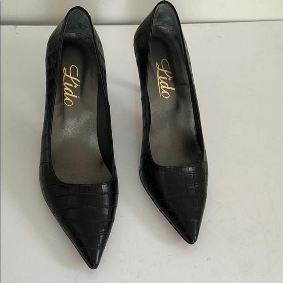 LIDO Black Croc-Embossed Women's Shoes Size 40 1/2